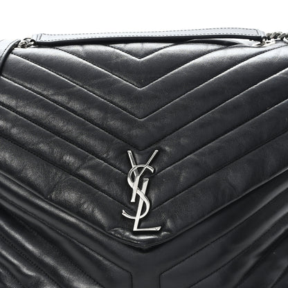 Saint Laurent Calfskin Y Quilted Monogram Large Loulou Chain Satchel Black 8 of 12