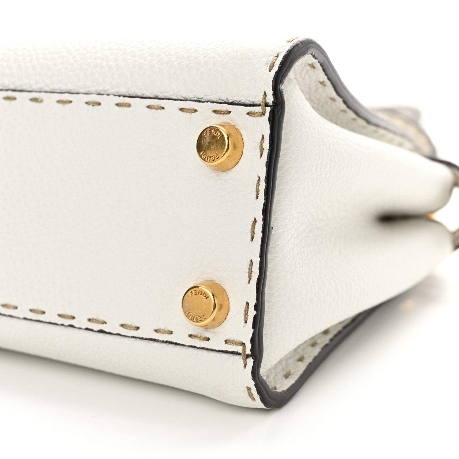 Fendi Cuoio Romano Selleria Mini Peekaboo Iconic Satchel White 10 of 10