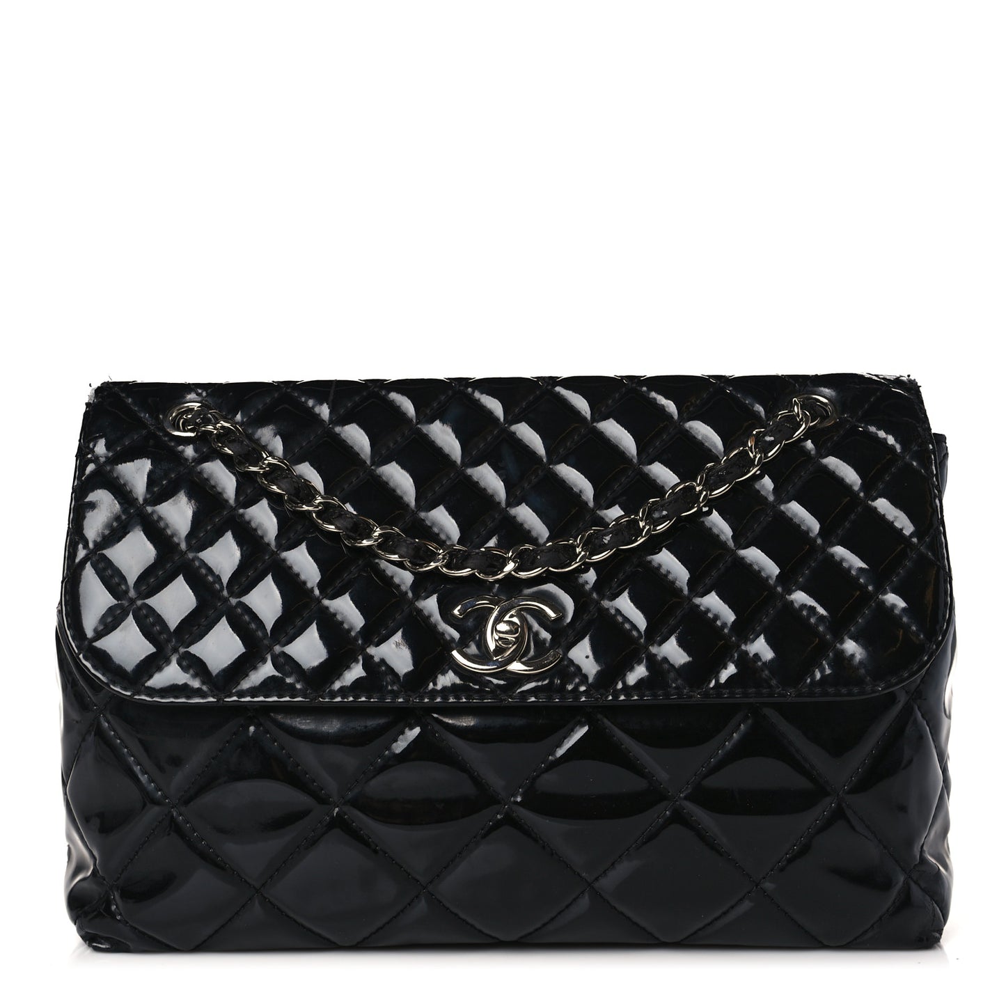 Vinyl Quilted In the Business Flap Bag Black