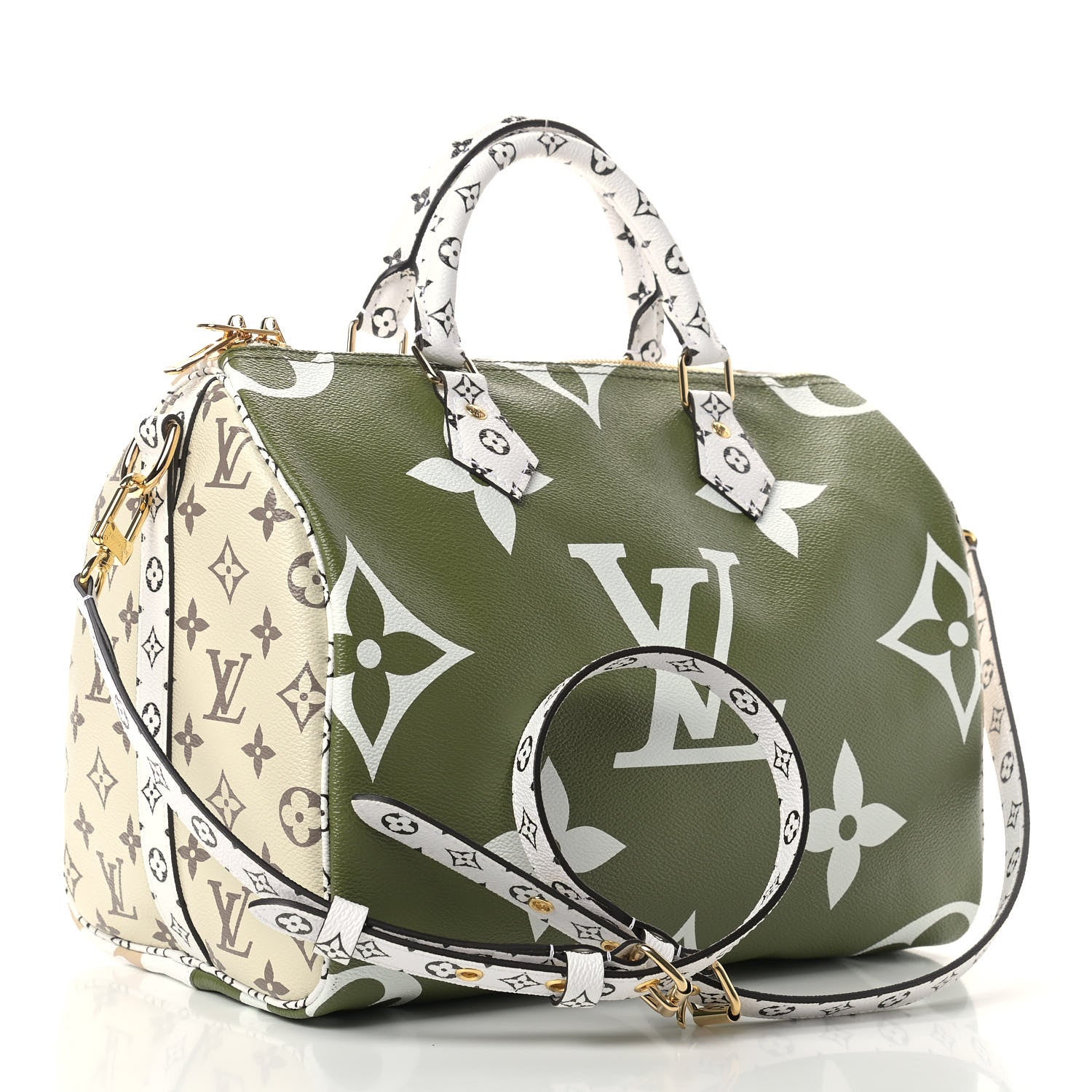 Louis Vuitton Monogram Giant Speedy Bandouliere 30 Kaki Beige 3 of 9