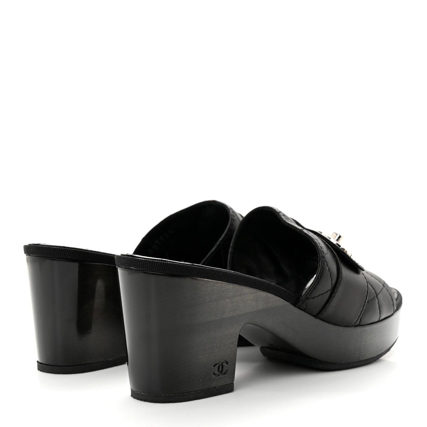 Lambskin Quilted CC Mules Sandals 39 Black