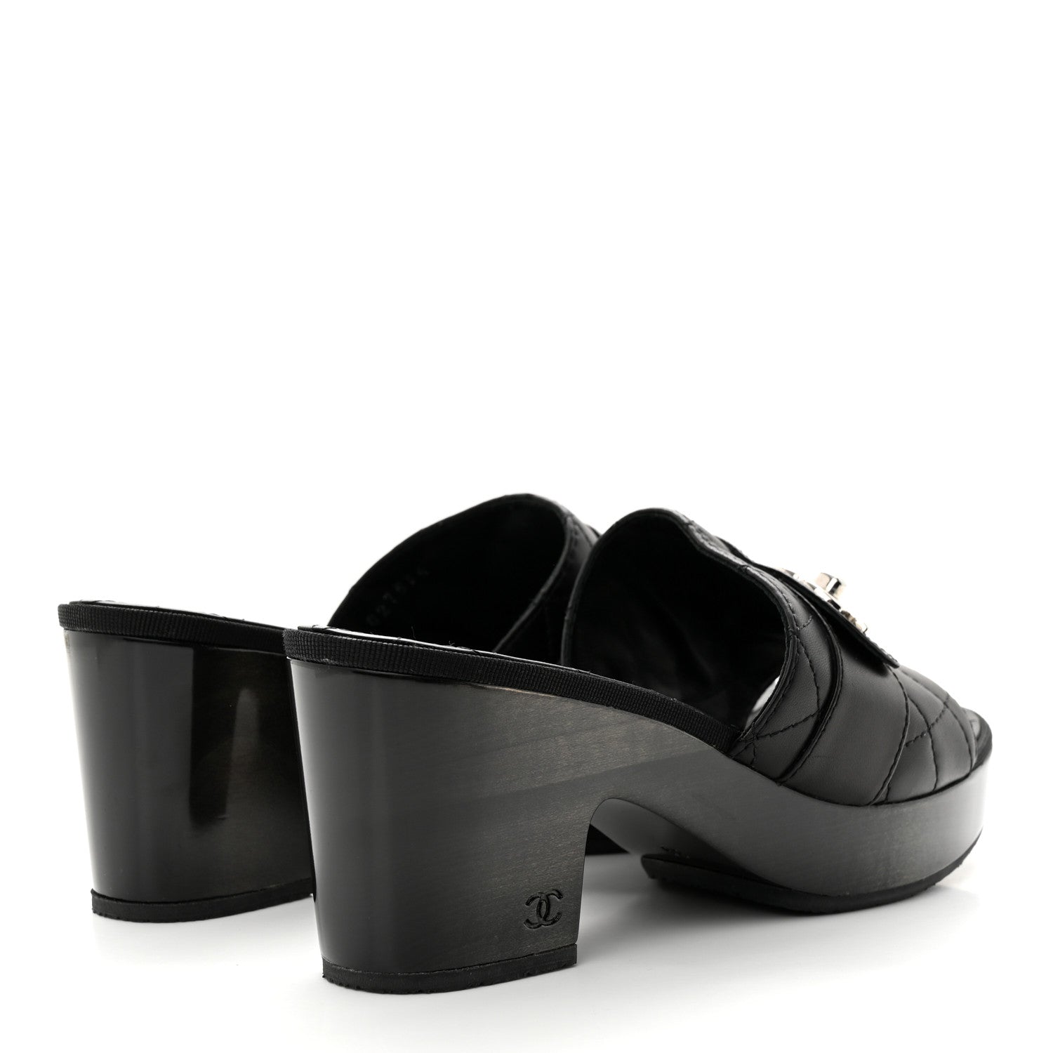 Chanel Lambskin Quilted CC Mules Sandals 39 Black 4 of 9