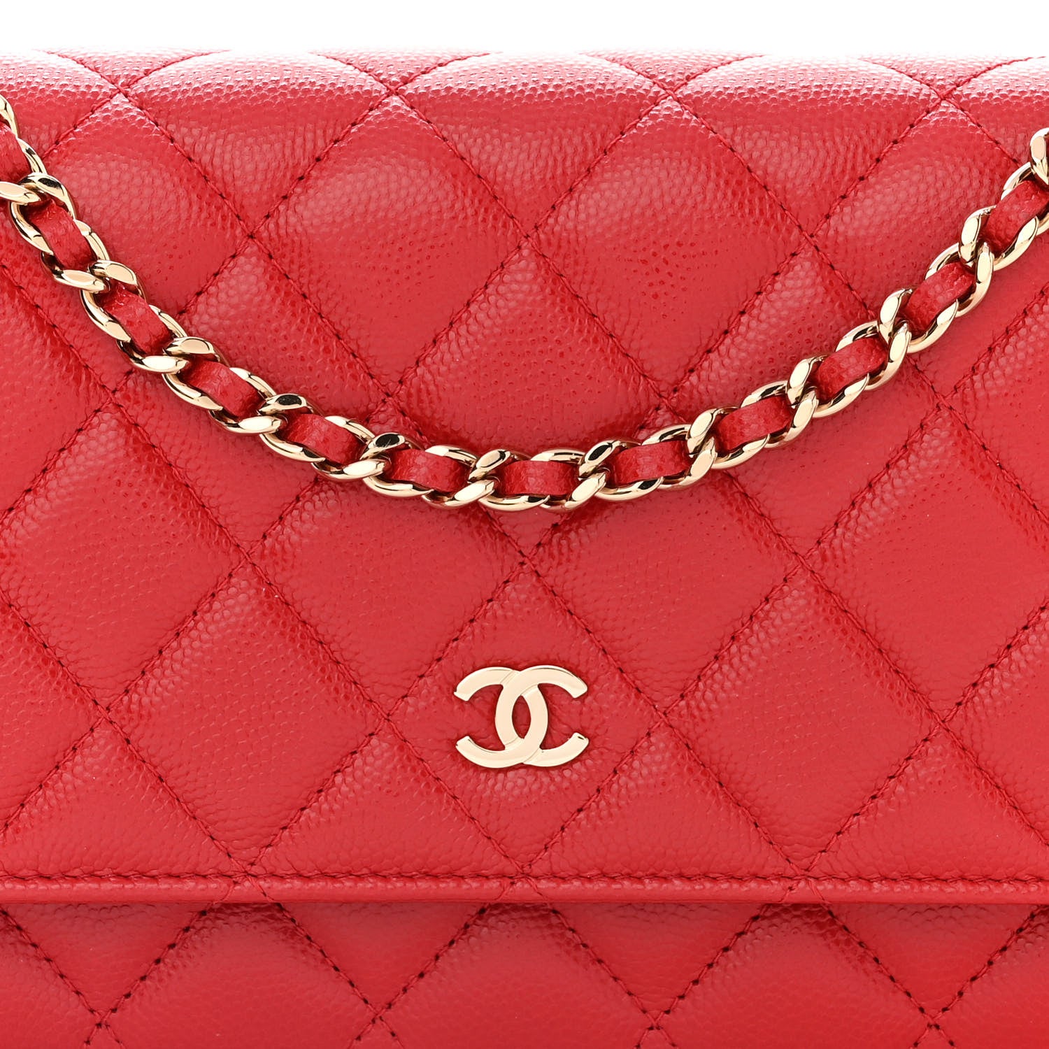 Chanel Caviar Quilted Wallet On Chain WOC Red 9 of 12