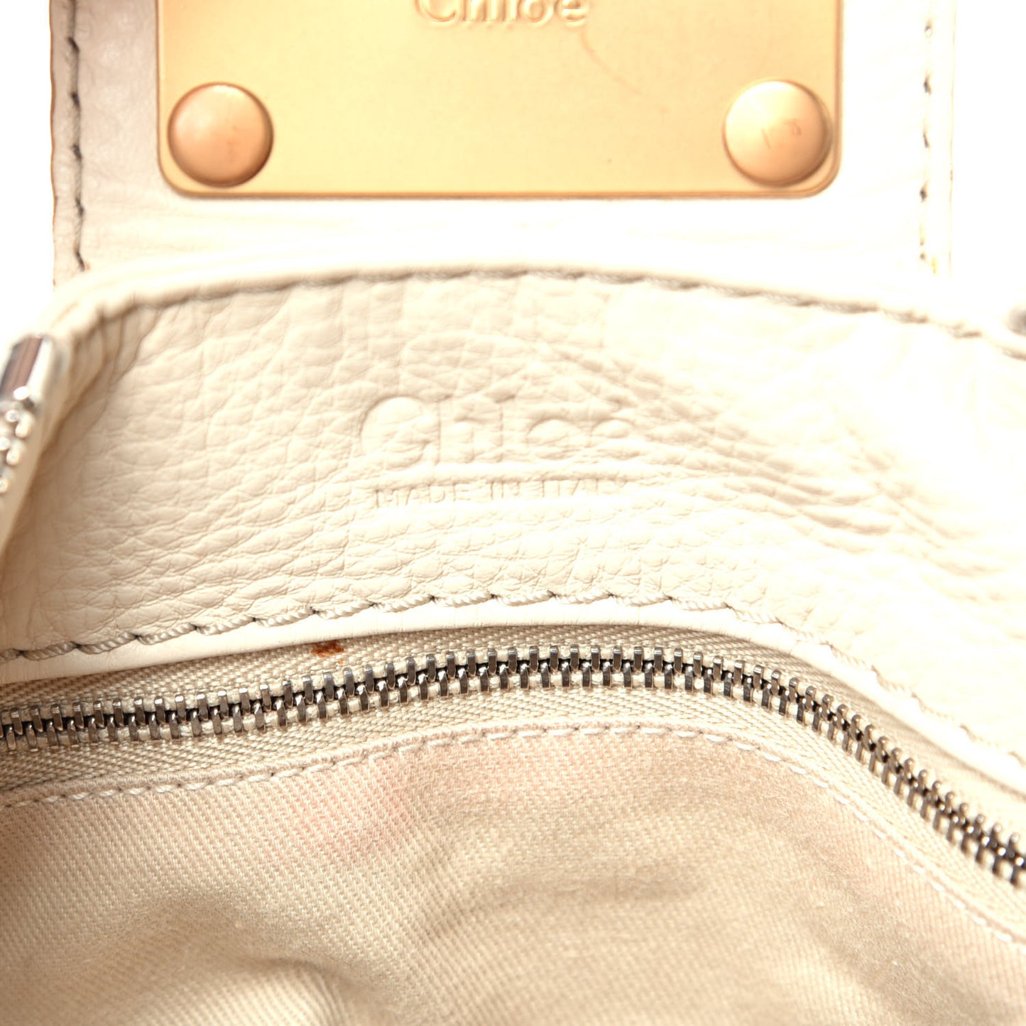 Calfskin Medium Paddington Satchel Off White