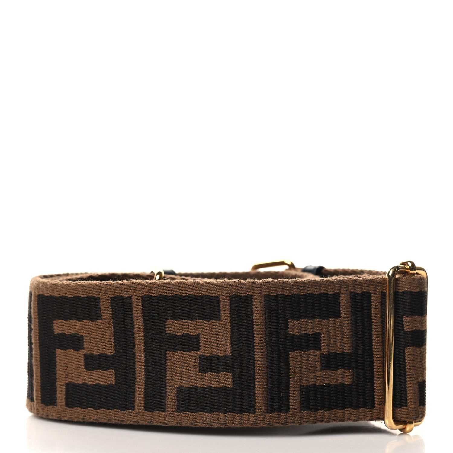 Fendi Jacquard Ribbon Vitello King FF Adjustable Strap You Fango Marrone Black 2 of 5