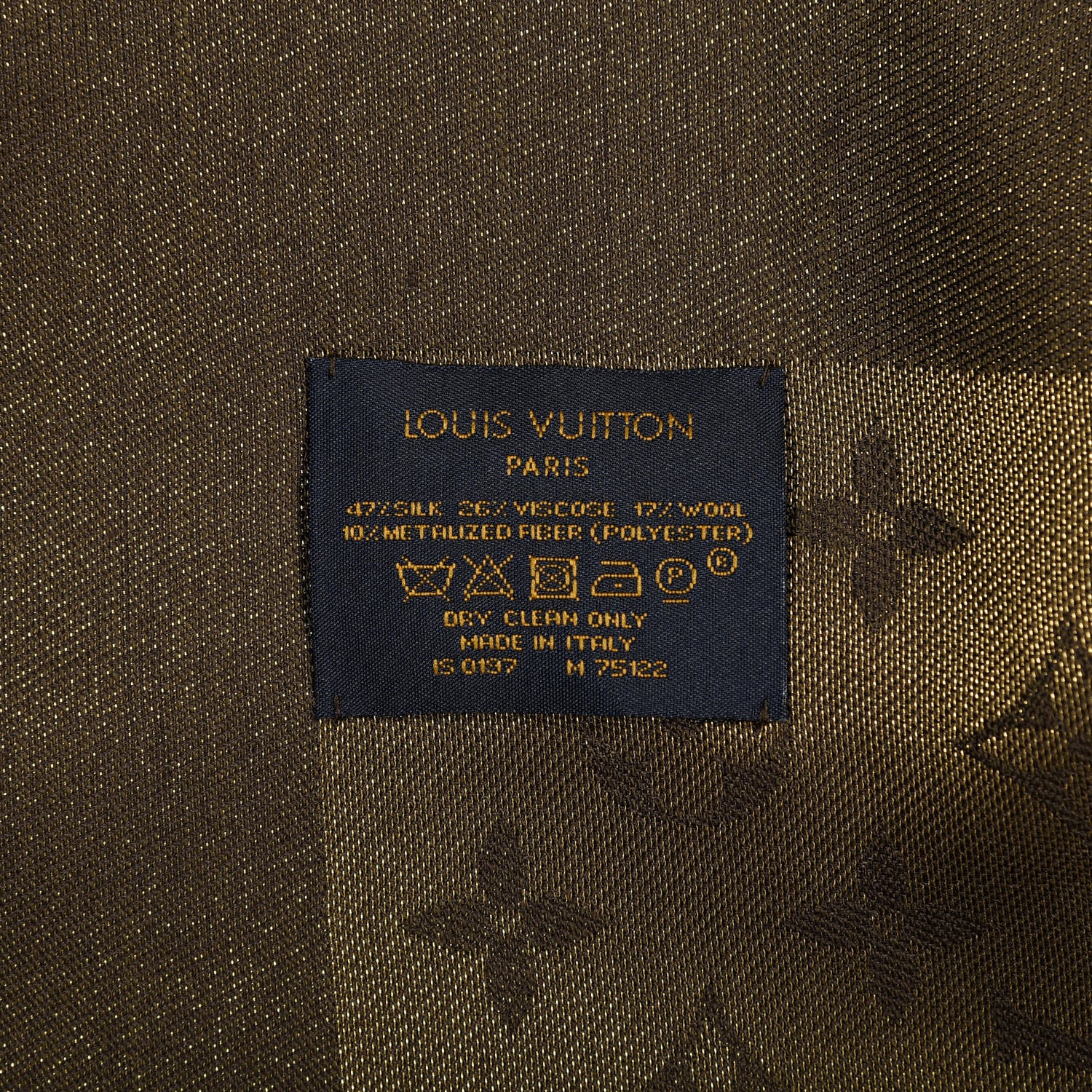 Louis Vuitton Silk Lurex Wool Monogram Shine Shawl Brown 3 of 3