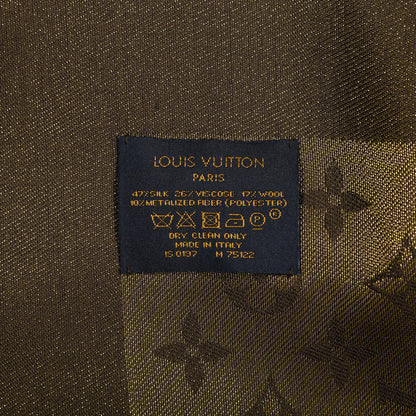 Louis Vuitton Silk Lurex Wool Monogram Shine Shawl Brown 3 of 3
