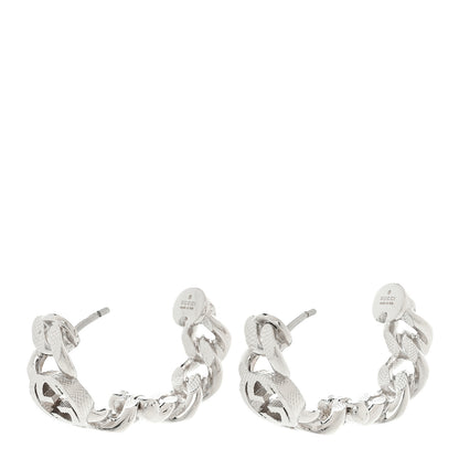 Gucci Metal Interlocking G Gourmette Chain Hoop Earrings Palladium 3 of 4