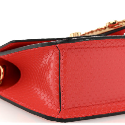 Versace Calfskin Snakeskin Embossed Virtus Mini Chain Crossbody Red 8 of 9