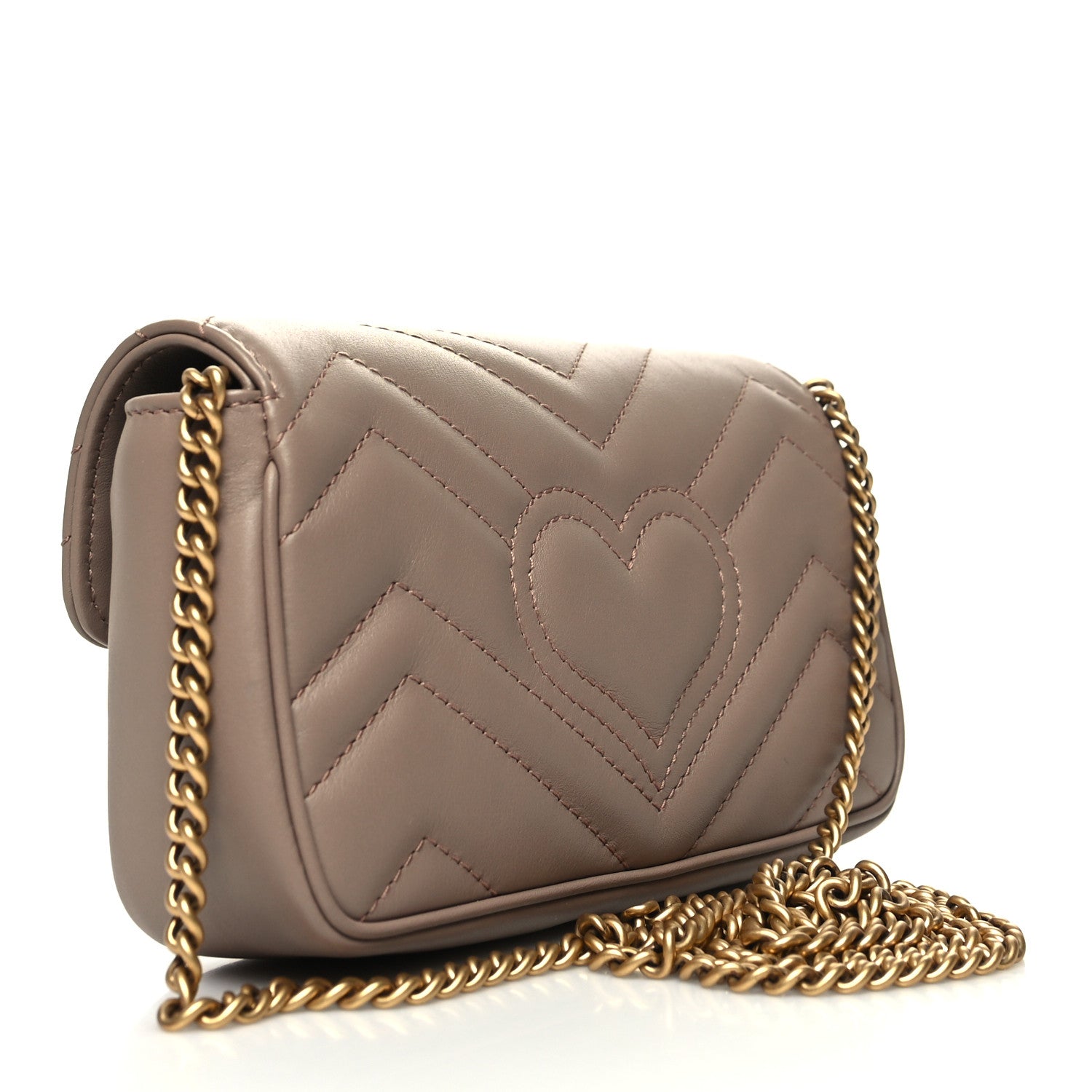 Gucci Calfskin Matelasse Super Mini GG Marmont Shoulder Bag Porcelain Rose 3 of 11