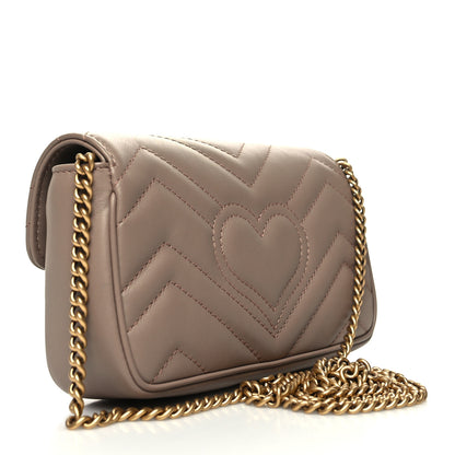 Gucci Calfskin Matelasse Super Mini GG Marmont Shoulder Bag Porcelain Rose 3 of 11