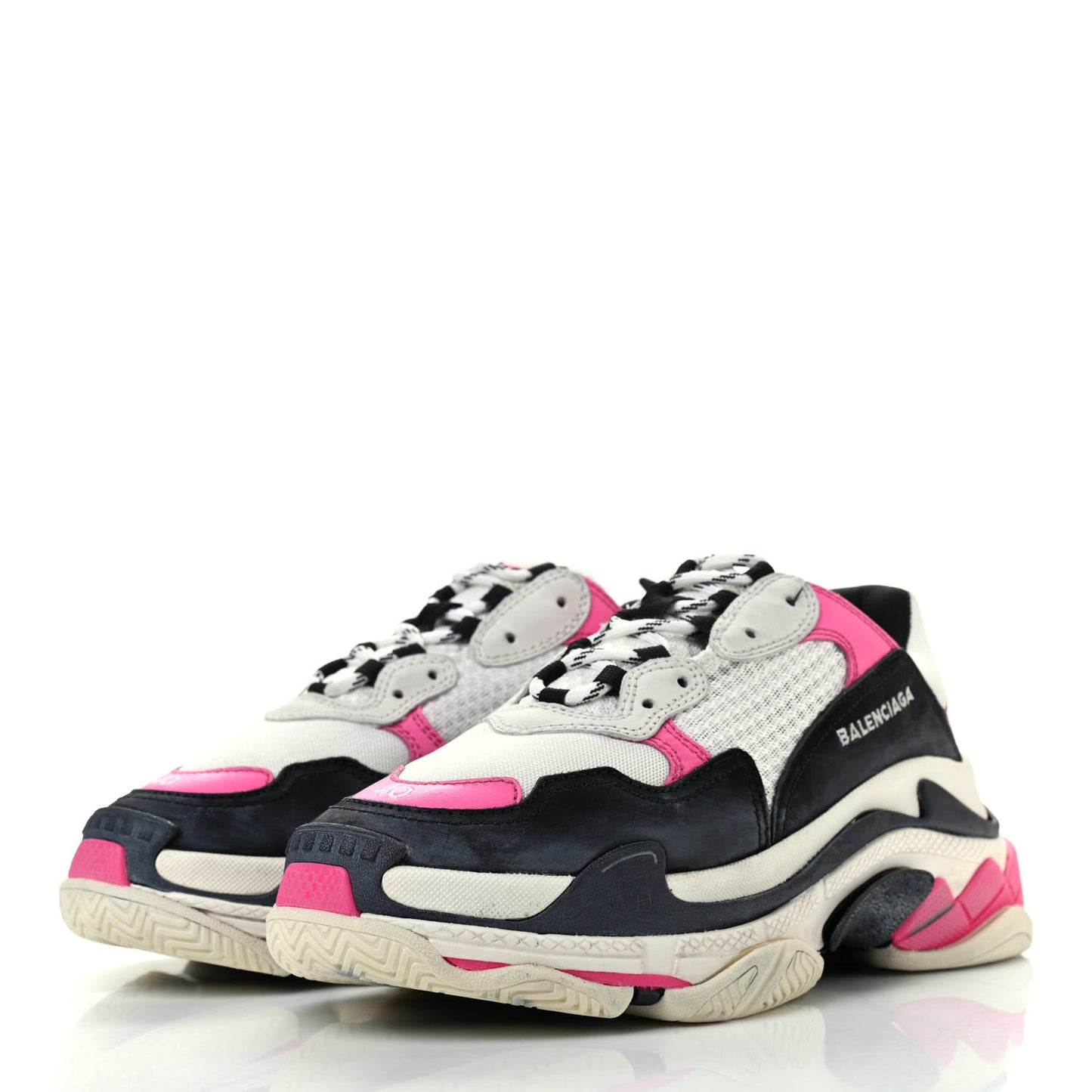 Fabric Mesh Womens Triple S Sneakers 40 Rose Fluo Black White