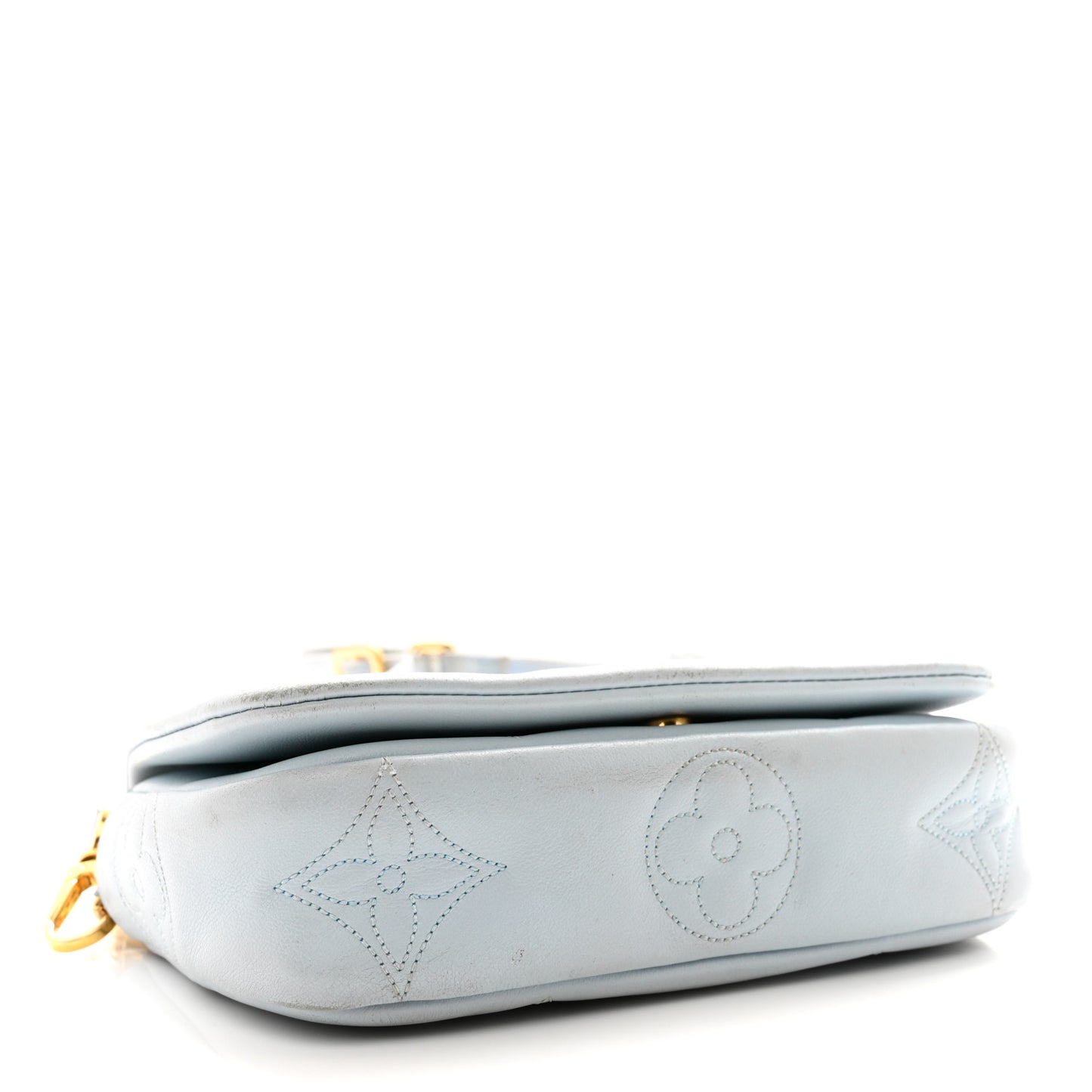 Calfskin Bubblegram Wallet On Strap Ice Blue