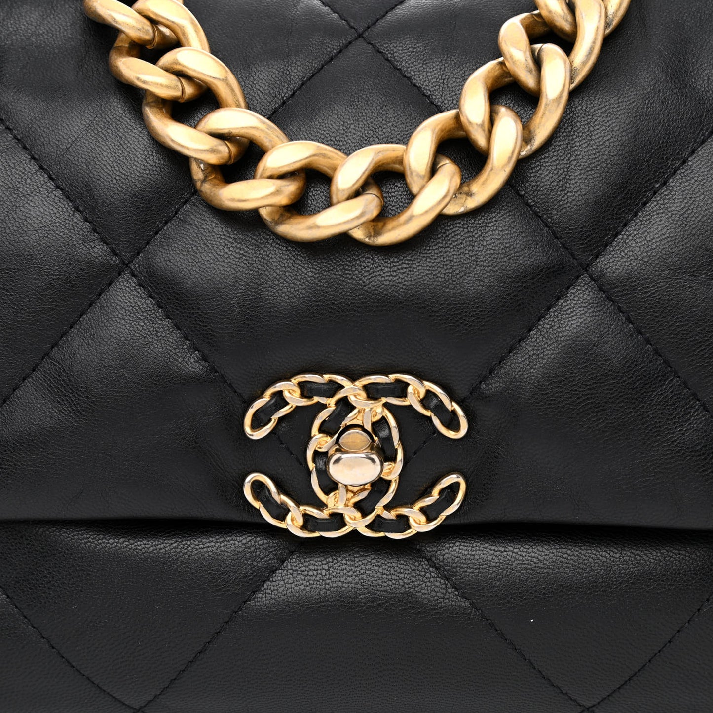 Lambskin Quilted Large Chanel 19 Flap Black