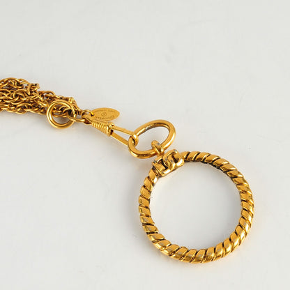 Chanel Loupe Magnifying Glass Double Chain Necklace Gold 3 of 4