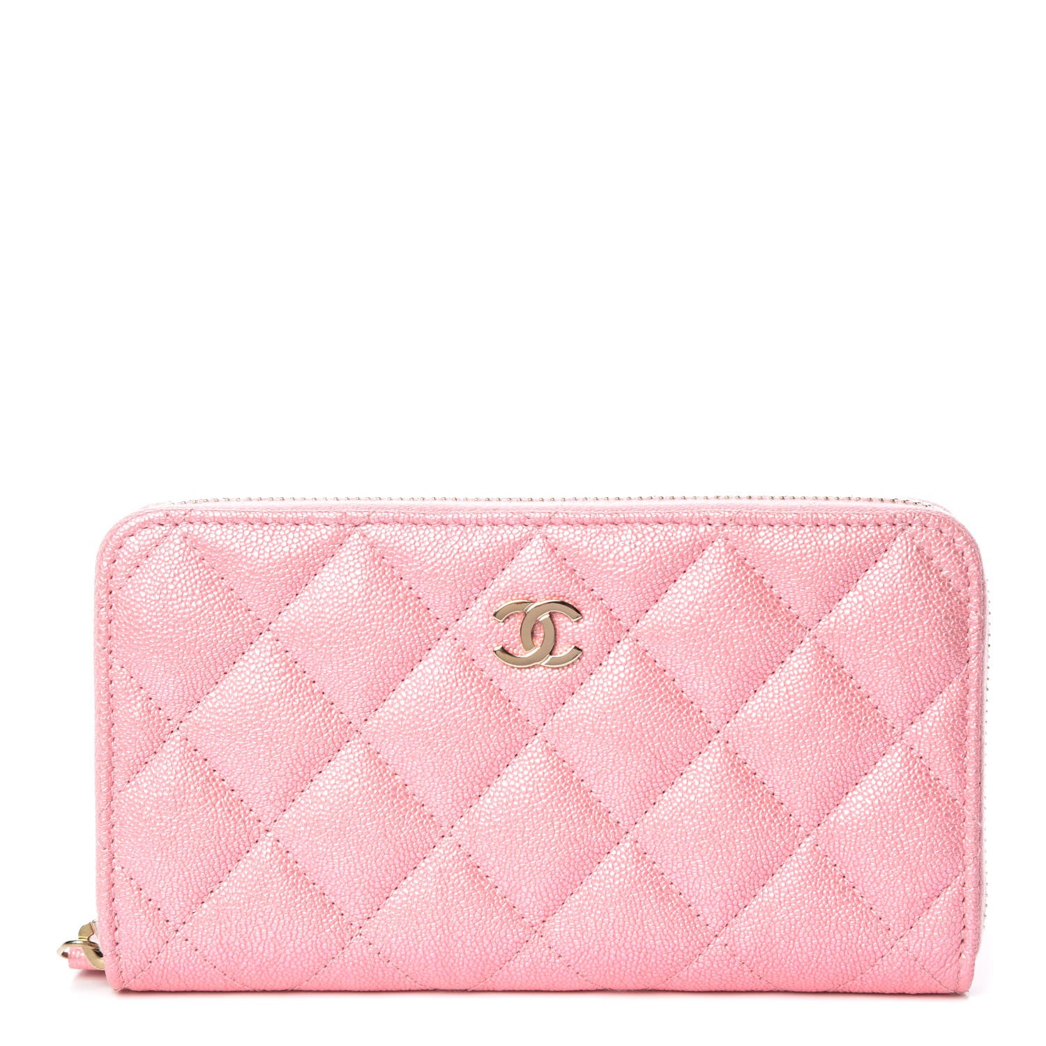 Chanel Iridescent Caviar Quilted Medium Zip Around Wallet Pink 1 of 9