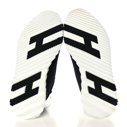 Hermes Technical Jersey Suede Goatskin Bouncing Sneakers 36 Black White 5 of 8