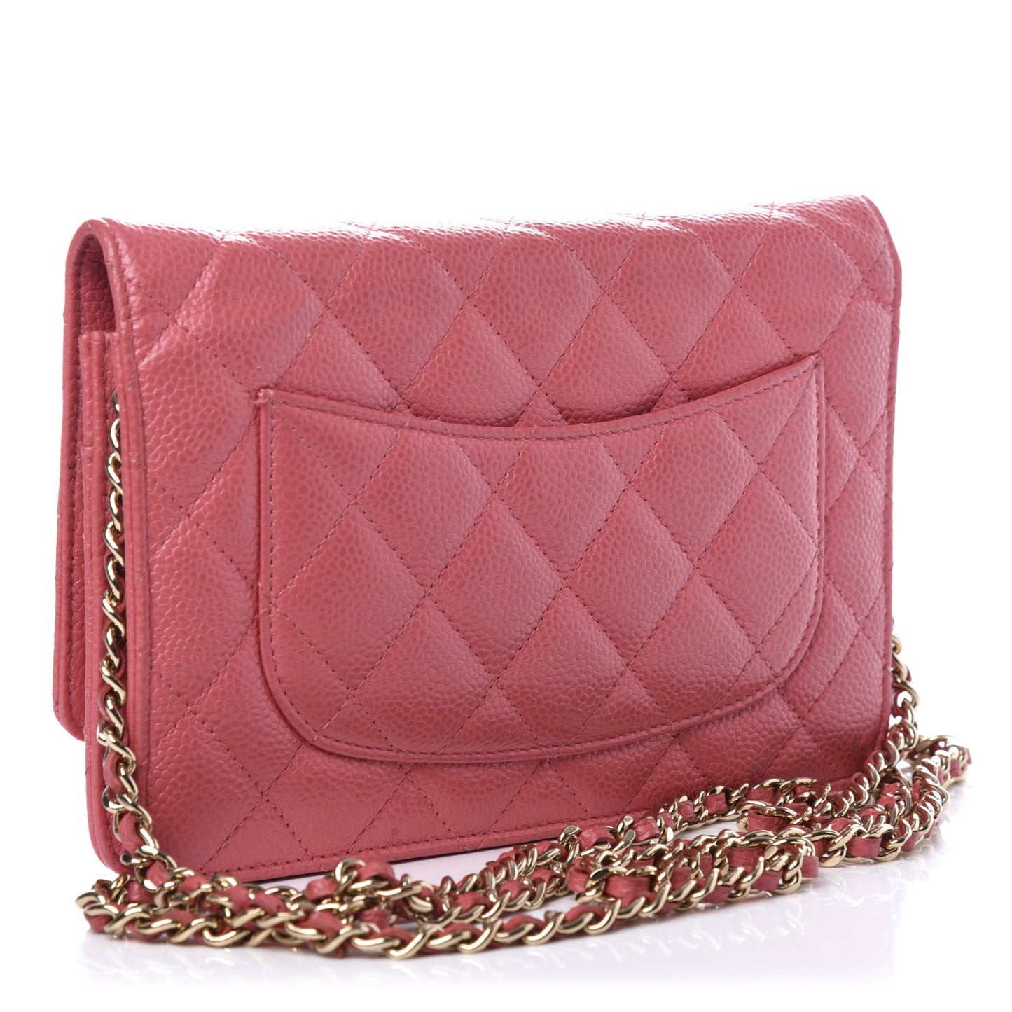 Caviar Quilted Wallet on Chain WOC Pink