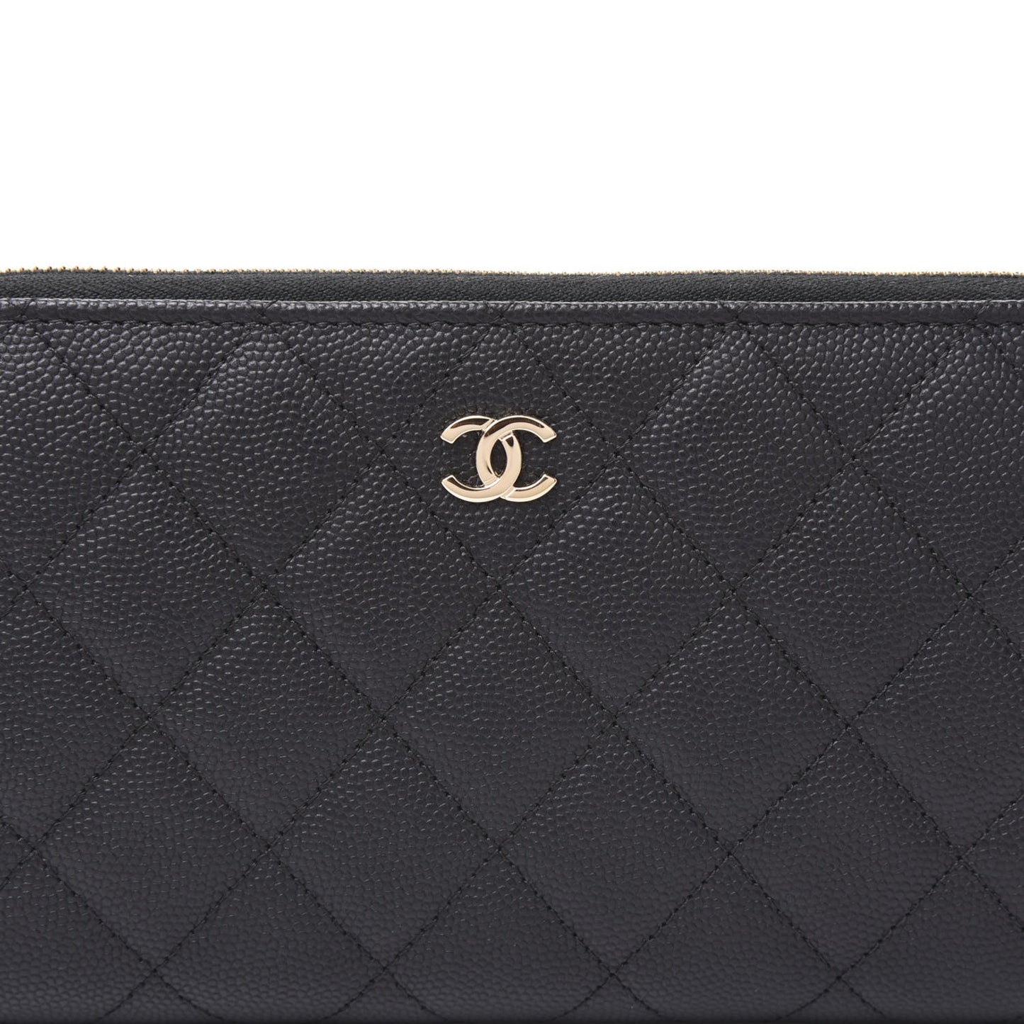 Caviar Quilted Large Gusset Zip Around Wallet Black