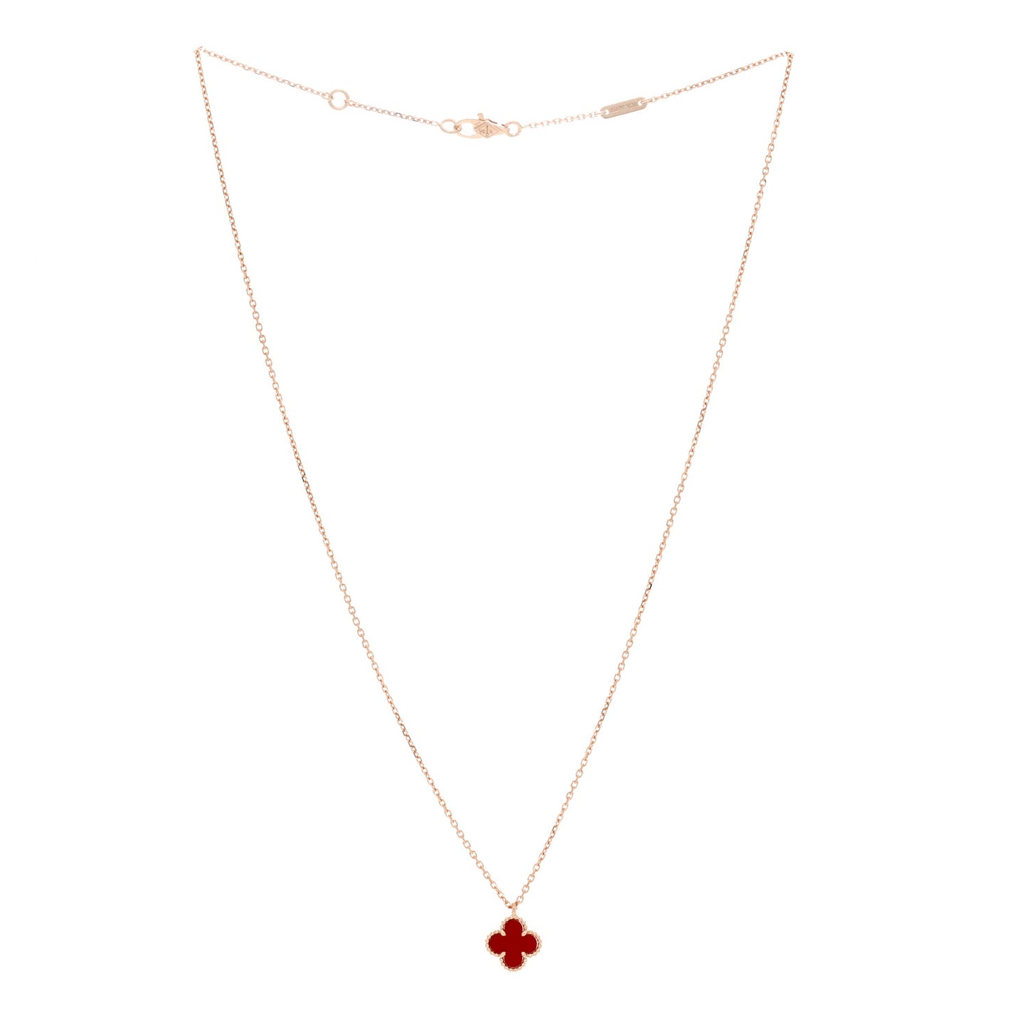 18K Rose Gold Carnelian Sweet Alhambra Pendant Necklace