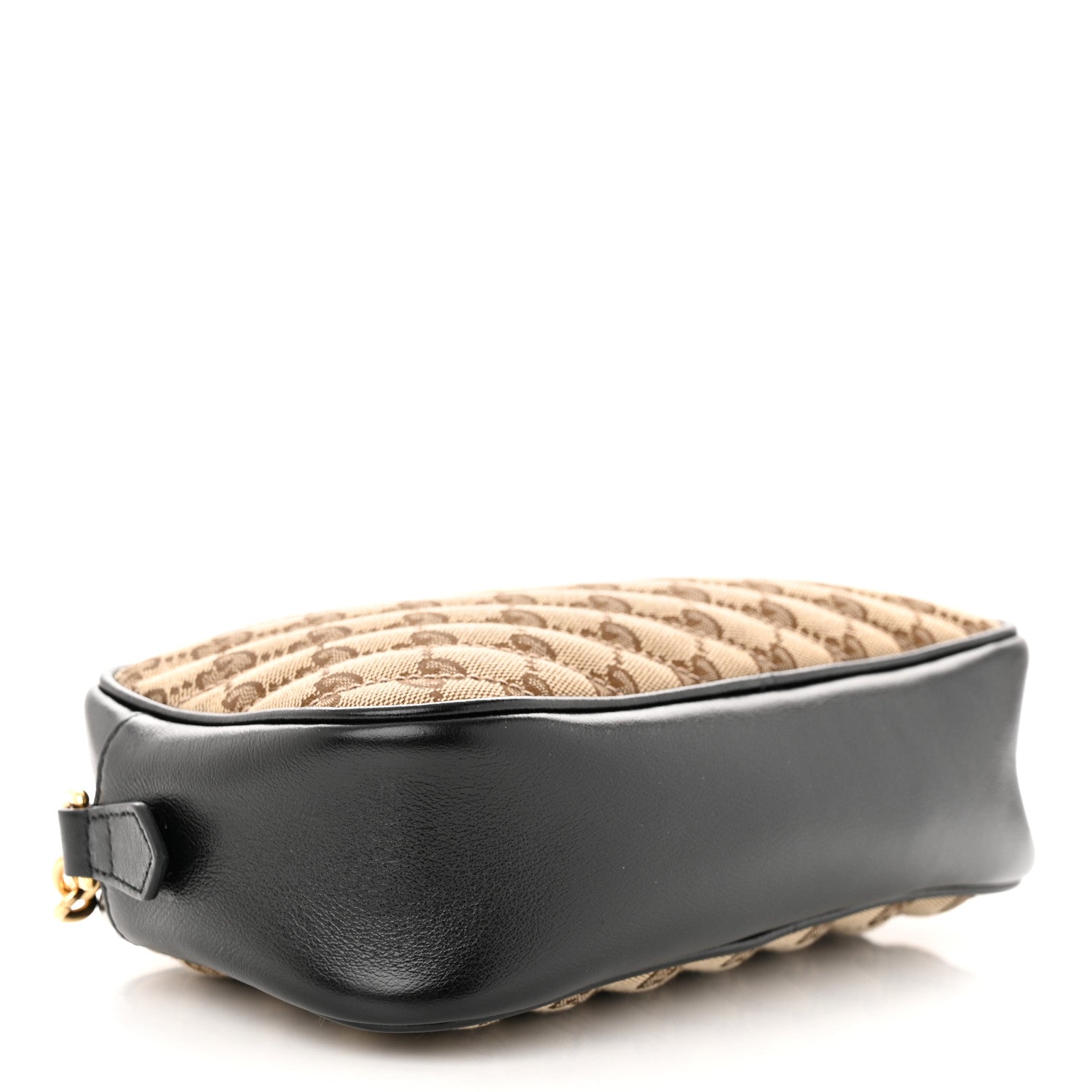 Gucci Monogram Matelasse Diagonal Small GG Marmont Chain Shoulder Bag Beige Black 3 of 10