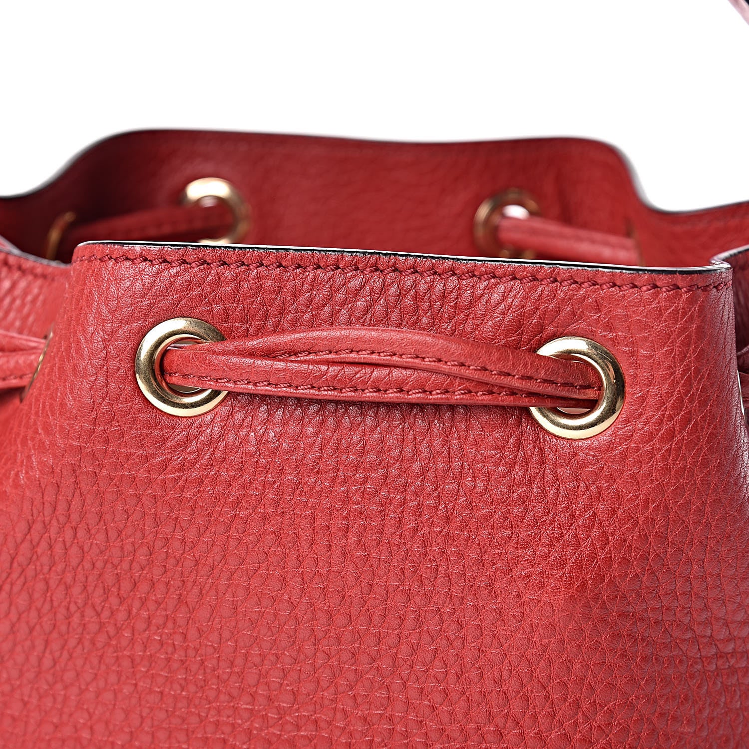 Valentino Garavani Pebbled Calfskin Small Rockstud Bucket Bag Red 10 of 14