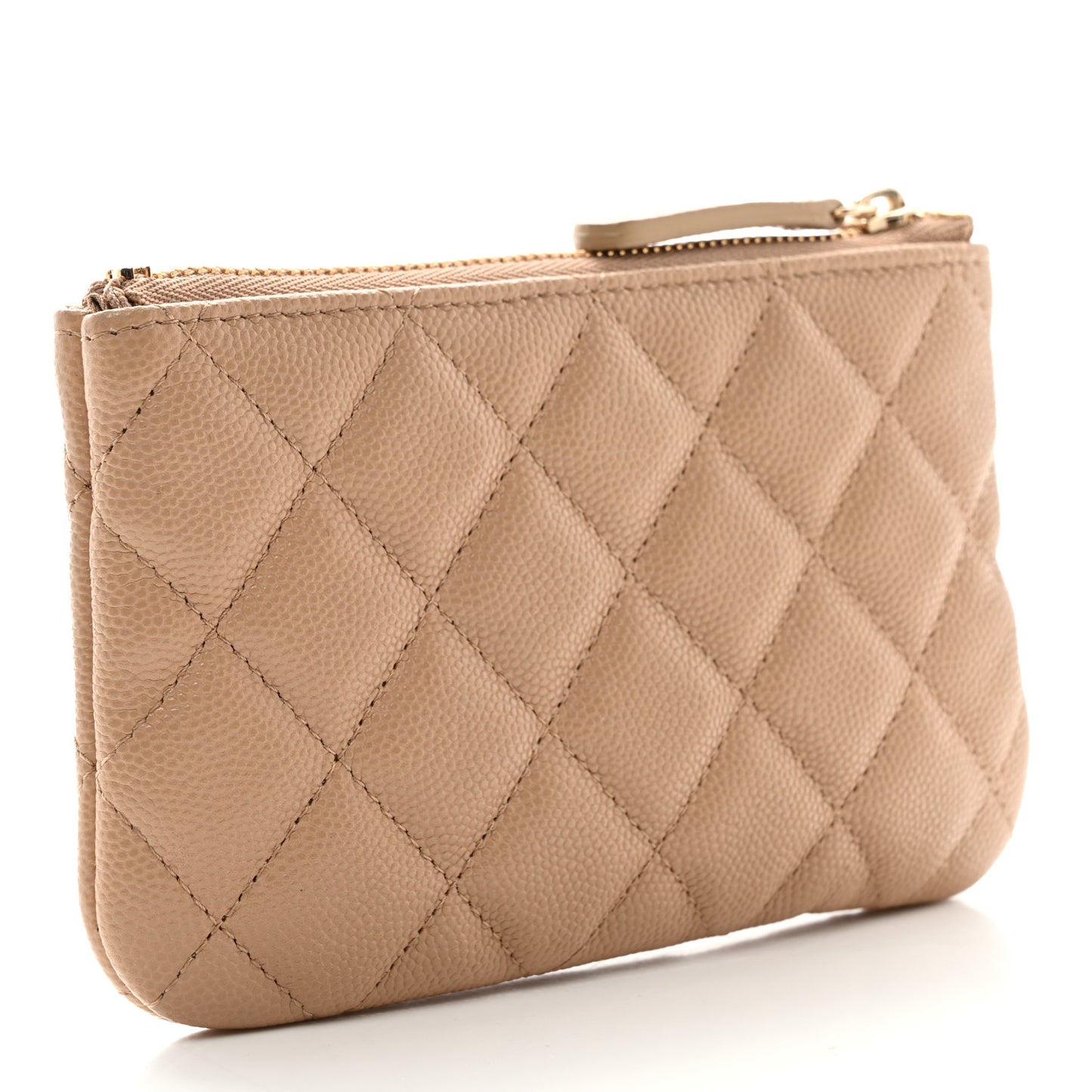 Caviar Quilted Small Cosmetic Case Beige