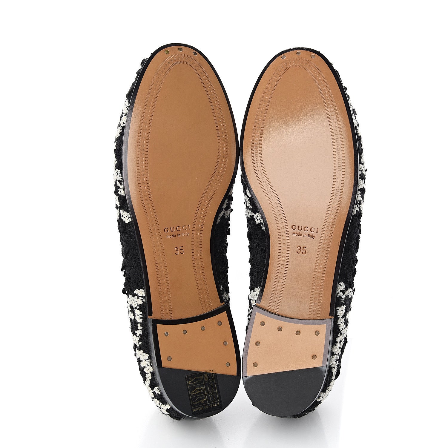 Gucci Tweed GG Monogram Horsebit Womens Jordaan Loafers 35 Black Natural 5 of 9