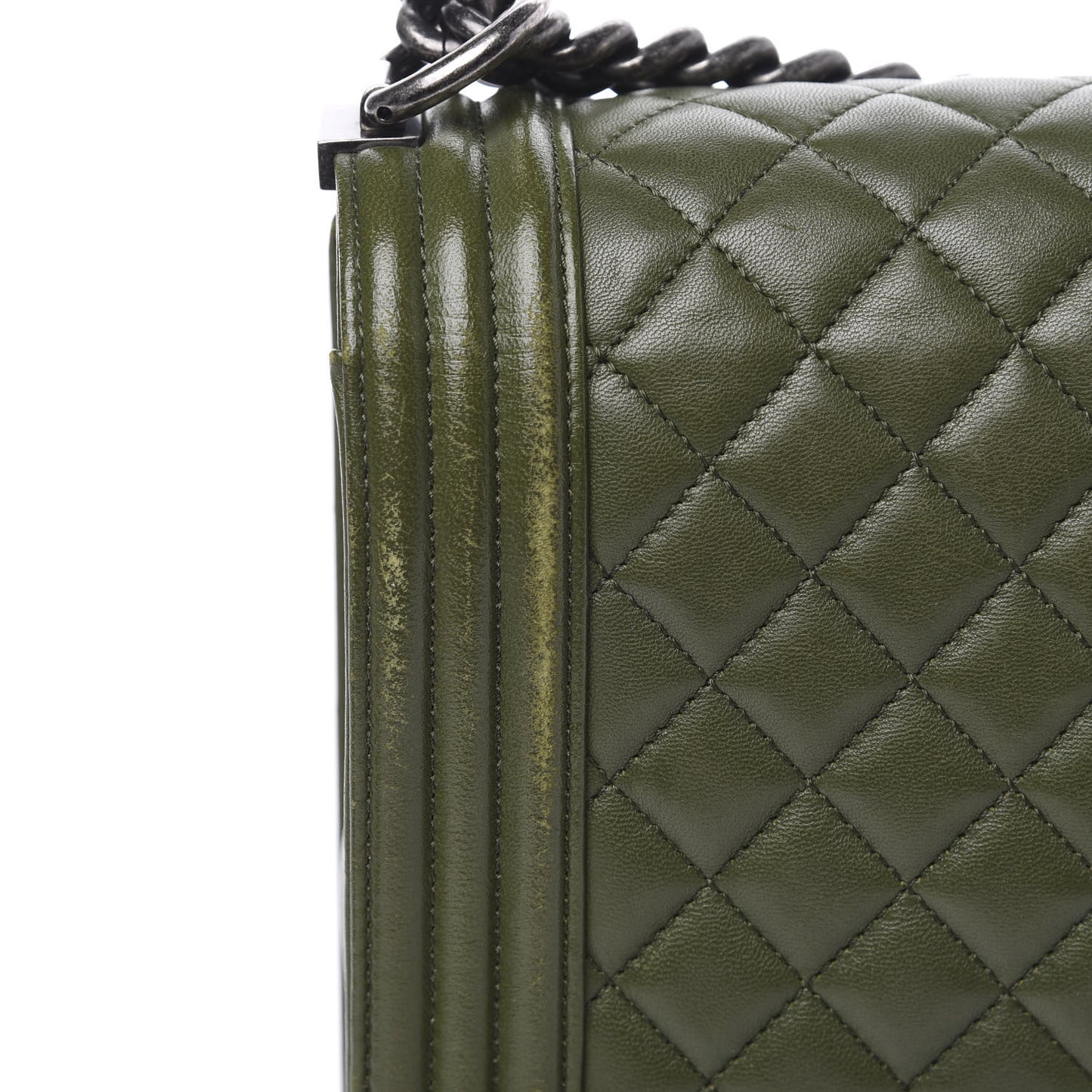Lambskin Quilted New Medium Boy Flap Dark Green