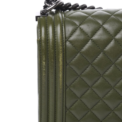 Chanel Lambskin Quilted New Medium Boy Flap Dark Green 18 of 21