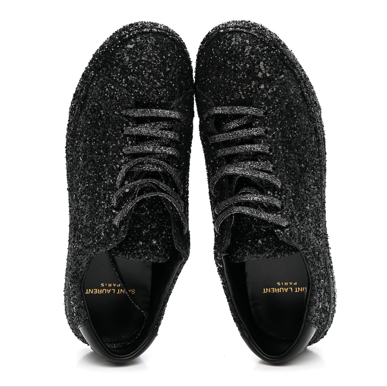 Saint Laurent Calfskin Crystal Glitter Andy Sneakers 38.5 Black 3 of 20