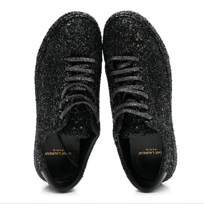 Saint Laurent Calfskin Crystal Glitter Andy Sneakers 38.5 Black 3 of 20