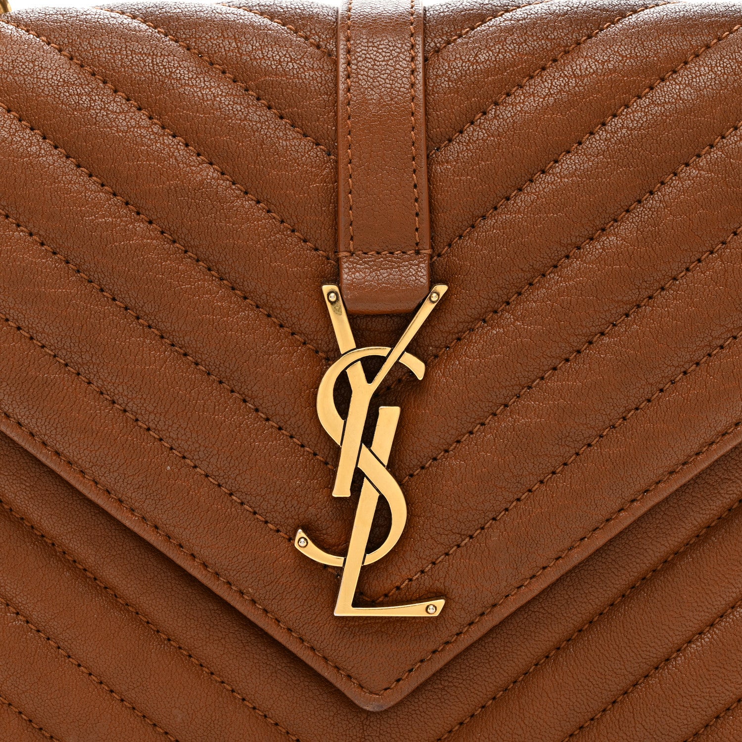Saint Laurent Sheepskin Matelasse Chevron Monogram Medium College Bag Brick 9 of 12