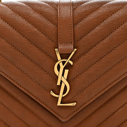 Saint Laurent Sheepskin Matelasse Chevron Monogram Medium College Bag Brick 9 of 12