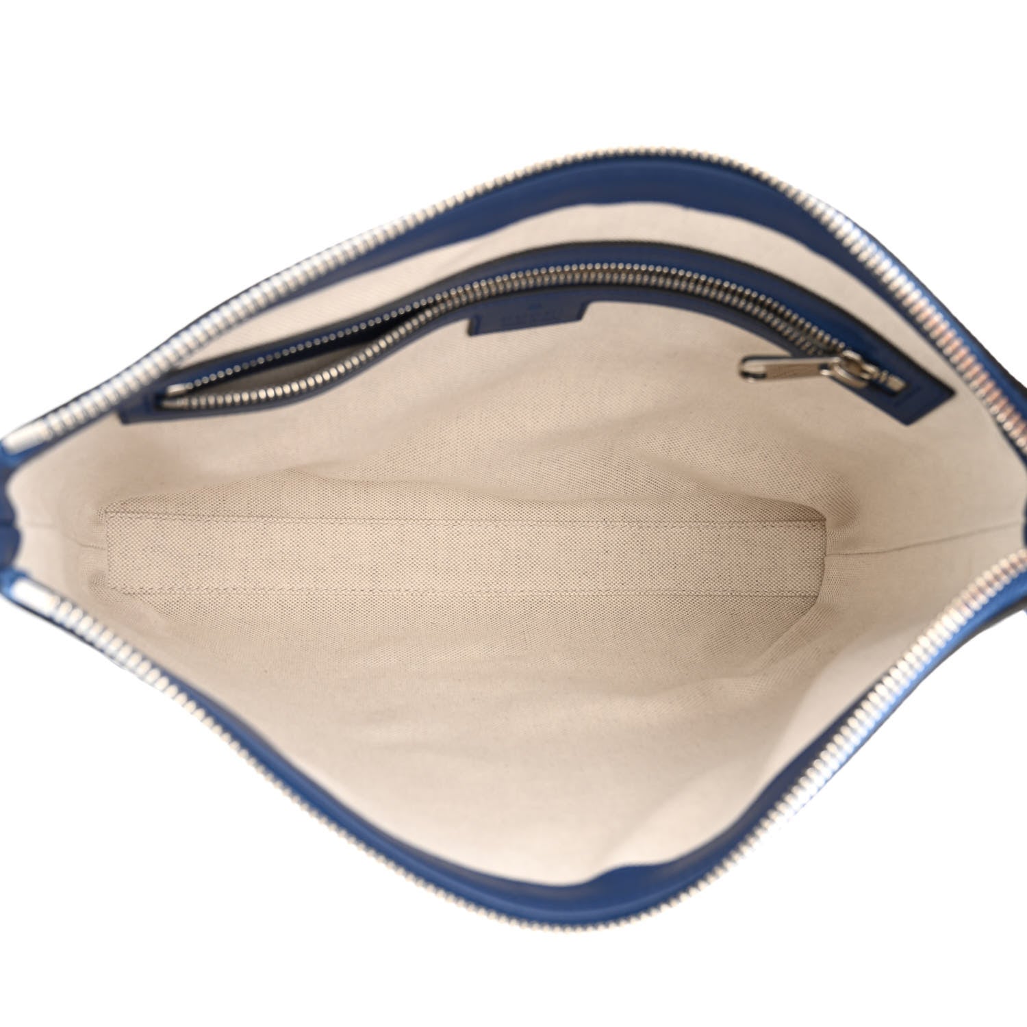 Gucci Calfskin GG Tennis Embossed Medium Wristlet Messenger Bag Intense Metal Blue 5 of 11