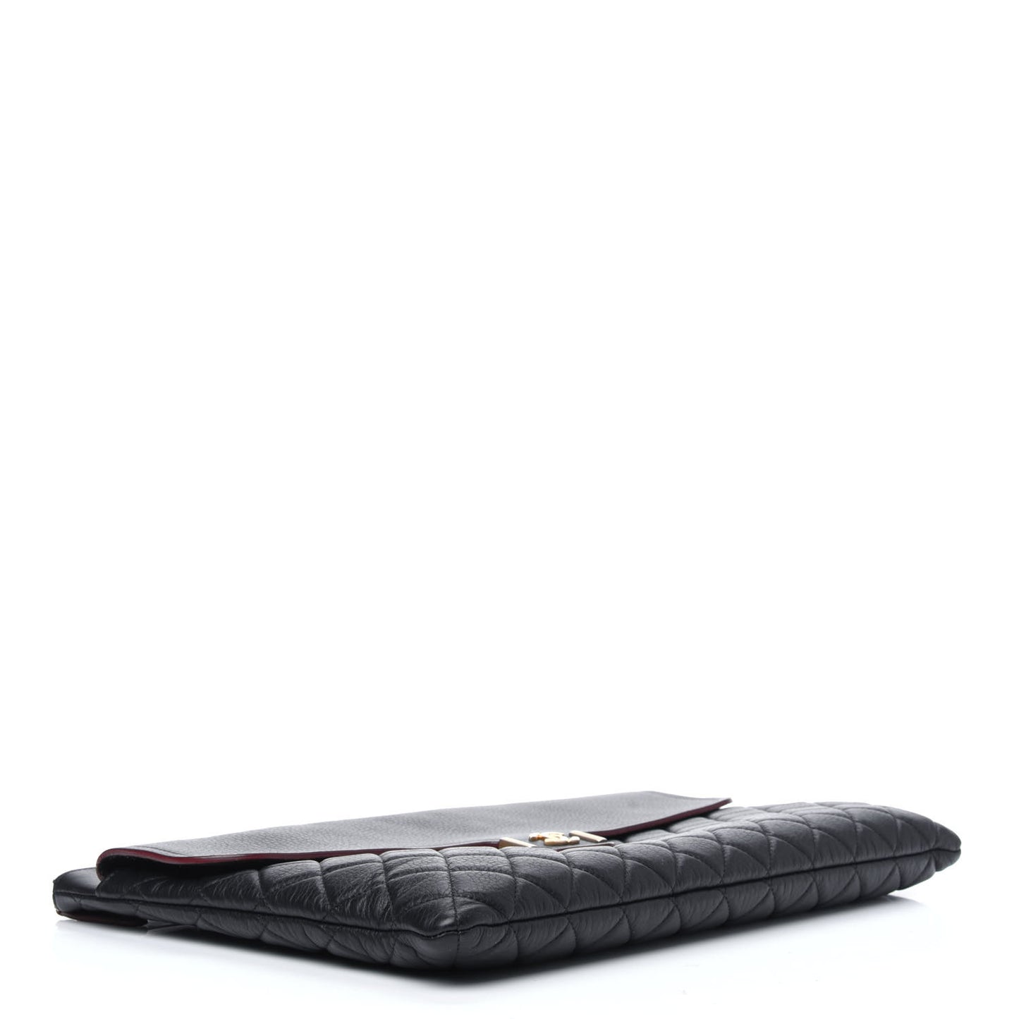 Grained Calfskin Quilted Large Archi Chic Cosmetic Case Black