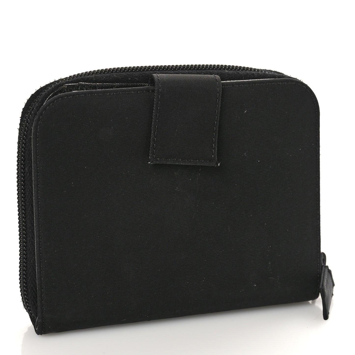 Tessuto Nylon Compact Zip Around Wallet Black