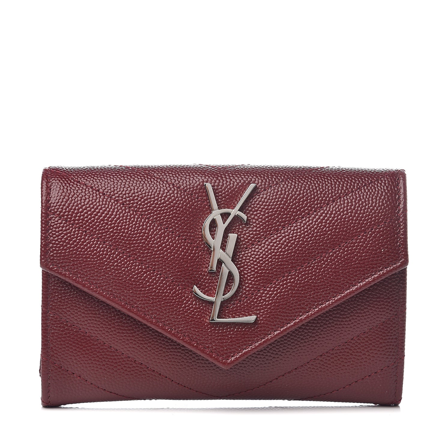 Grain De Poudre Matelasse Chevron Small Monogram Envelope Wallet Palissandre