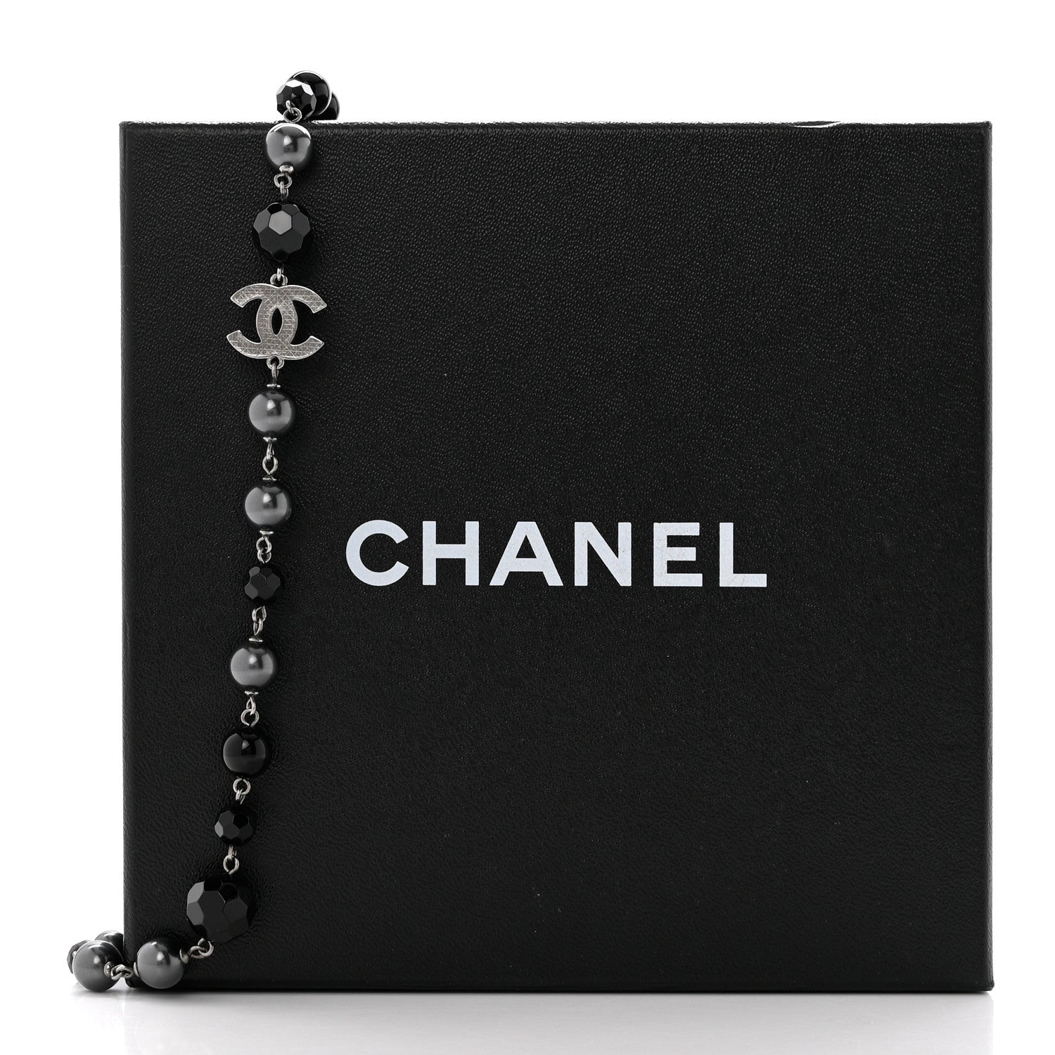Chanel Ruthenium Pearl Beaded CC Long Necklace Black 6 of 6