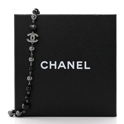Chanel Ruthenium Pearl Beaded CC Long Necklace Black 6 of 6