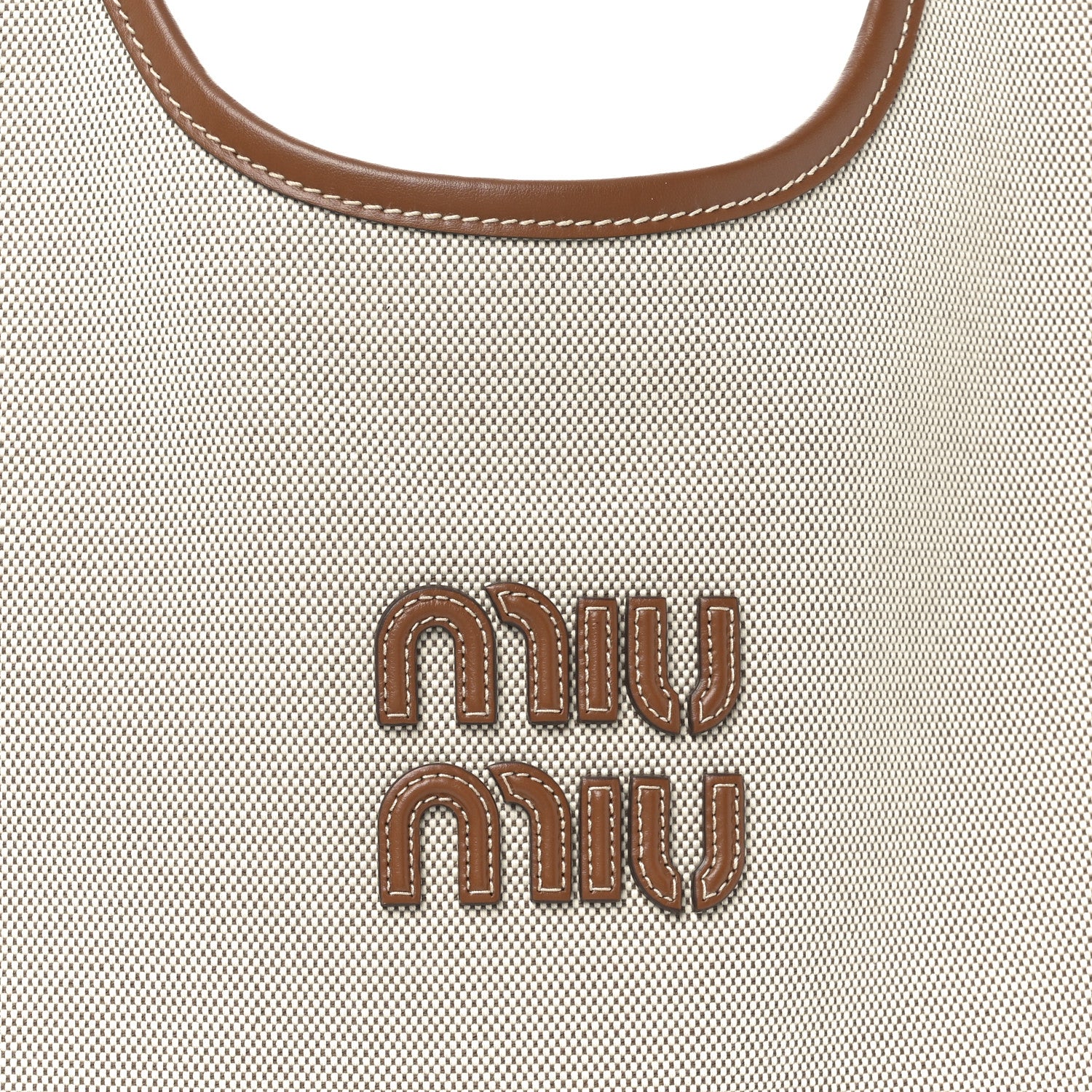 Miu Miu Canvas Ivy Bag Beige Brandy 7 of 9