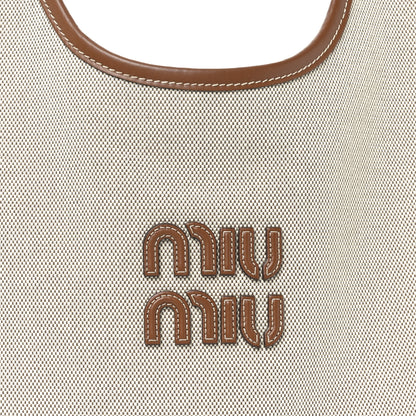 Miu Miu Canvas Ivy Bag Beige Brandy 7 of 9