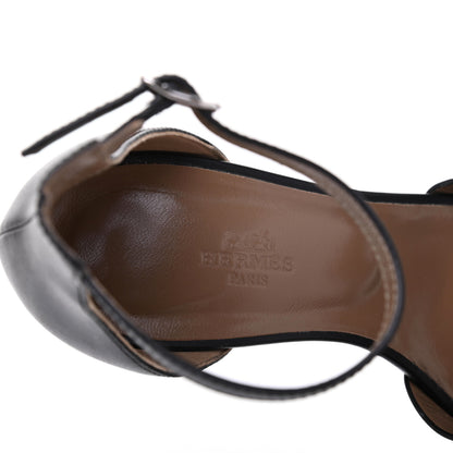 Hermes Calfskin Legend Wedge Sandals 38 Black 7 of 16