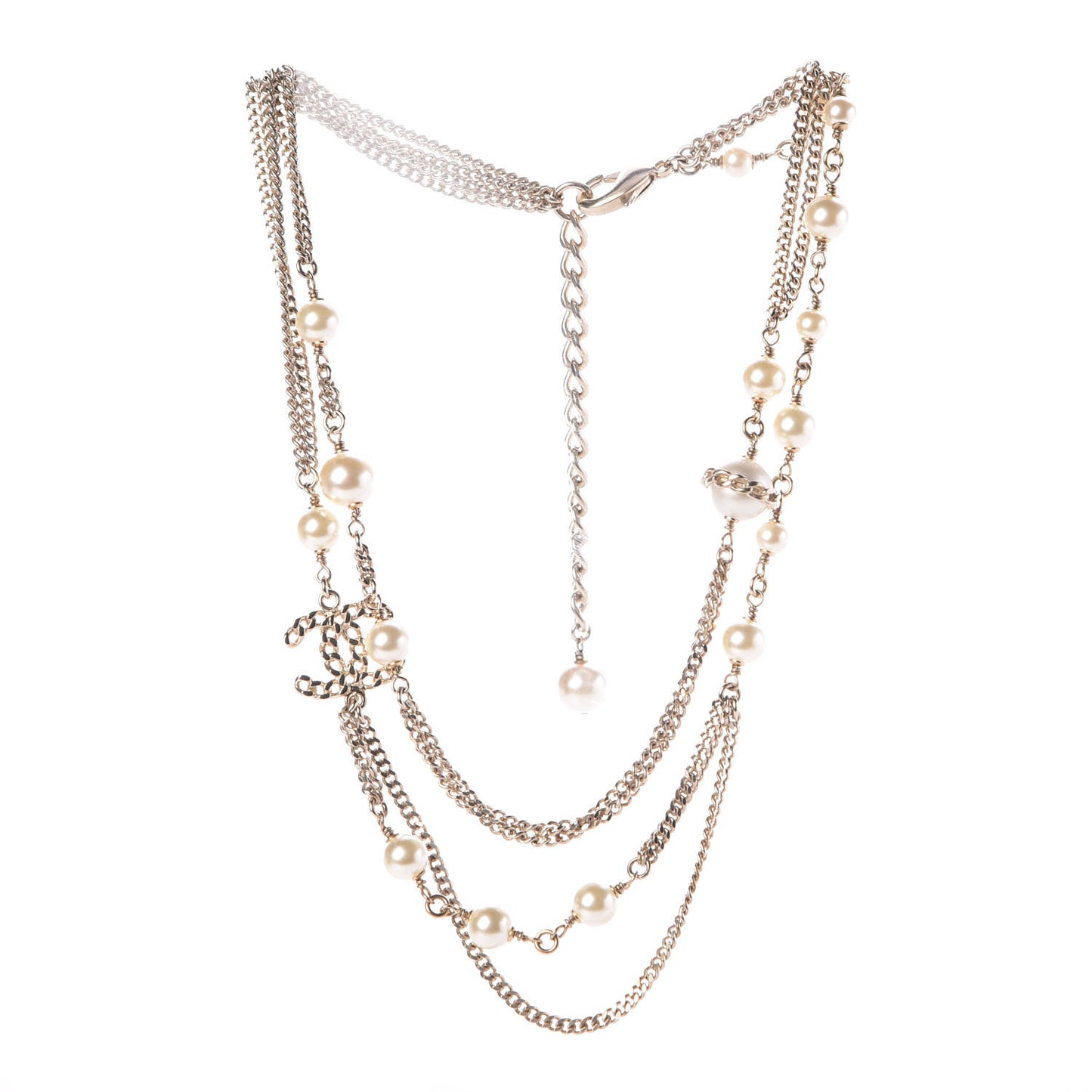 Pearl CC Multi Strand Necklace Gold