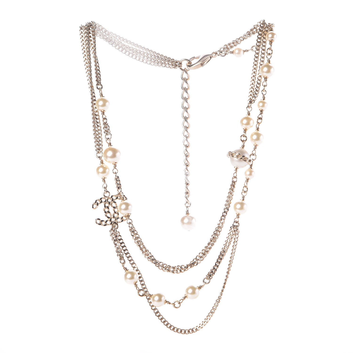 Chanel Pearl CC Multi Strand Necklace Gold 3 of 5