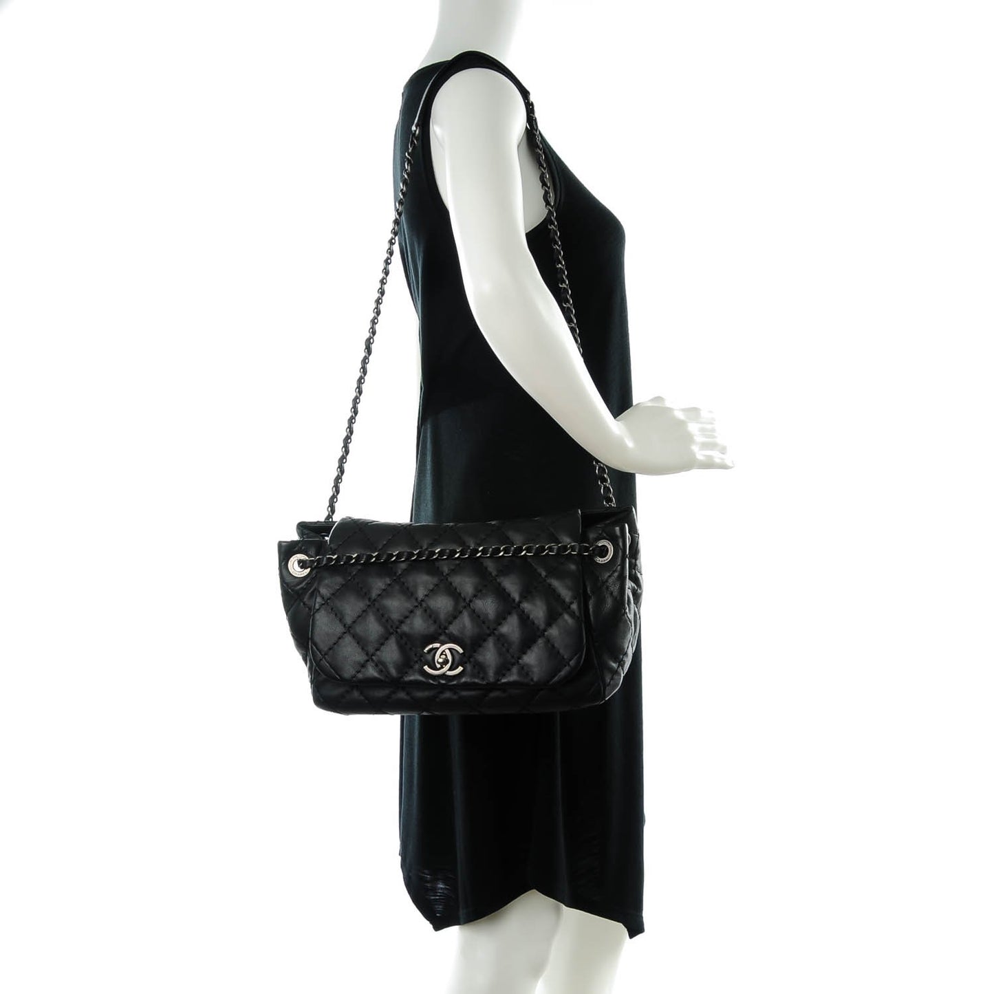 Calfskin Ultimate Stitch Accordion Flap Black