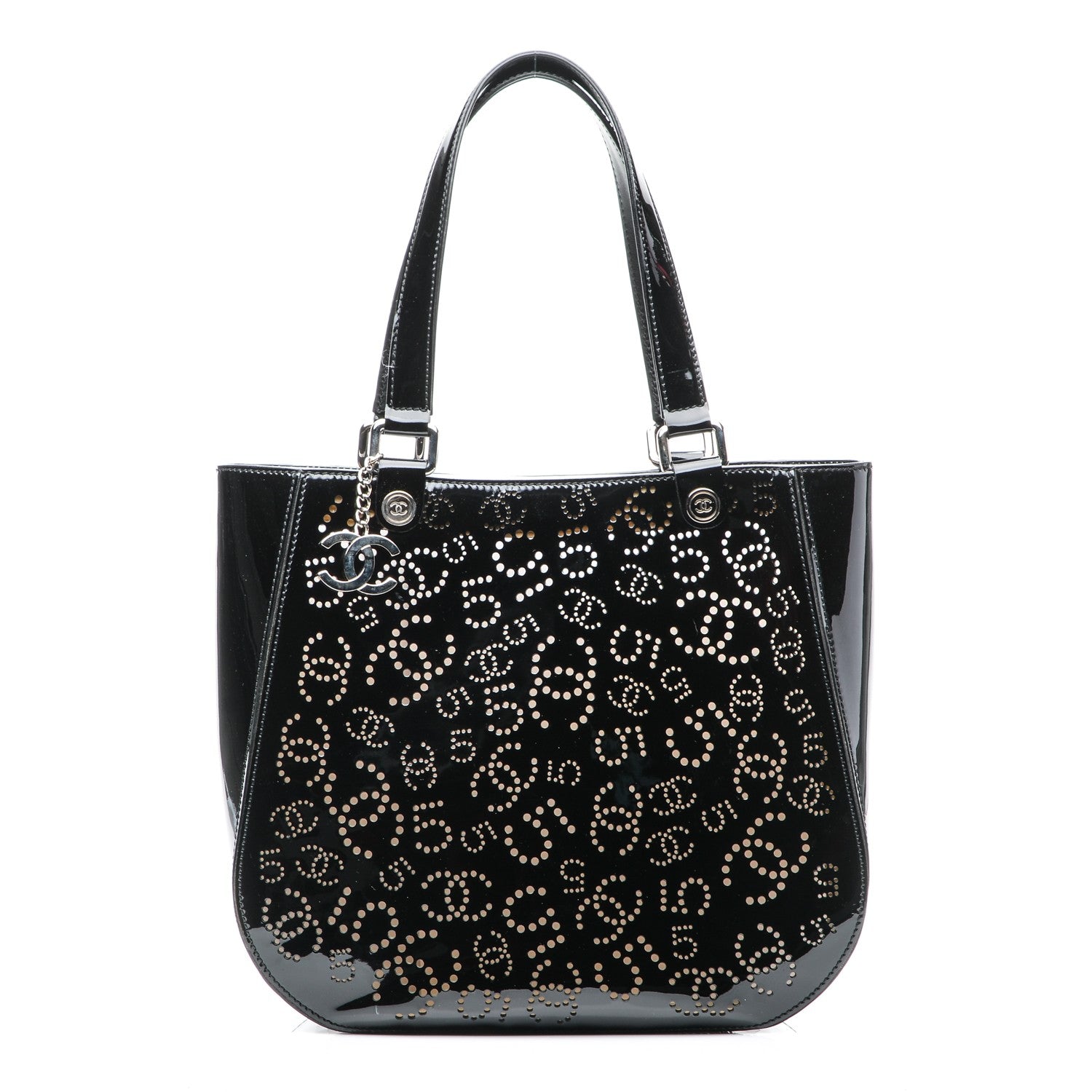 Chanel Patent Perforated CC N°5 Tote Black 1 of 8