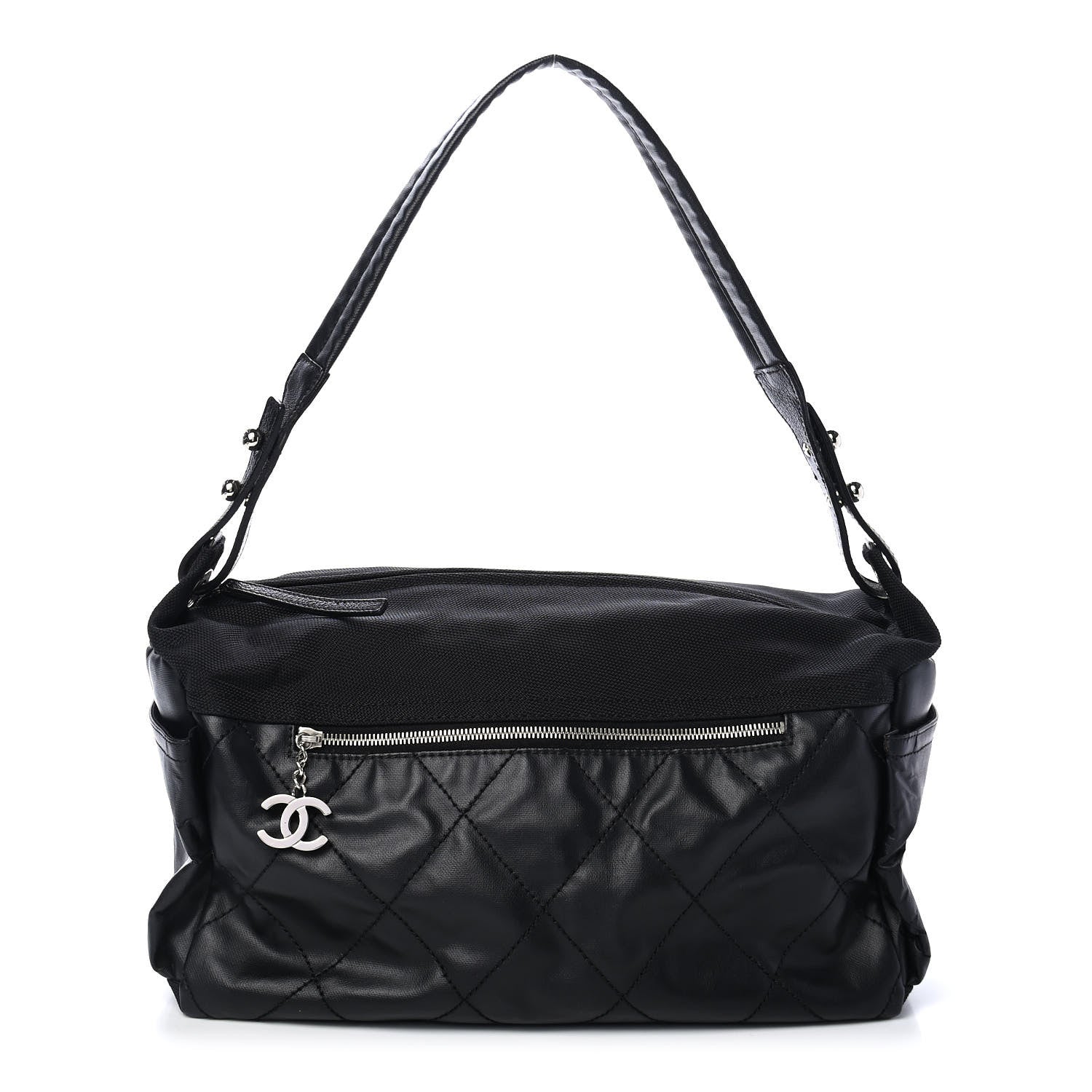 Chanel Coated Canvas Paris Biarritz Hobo Black 1 of 6