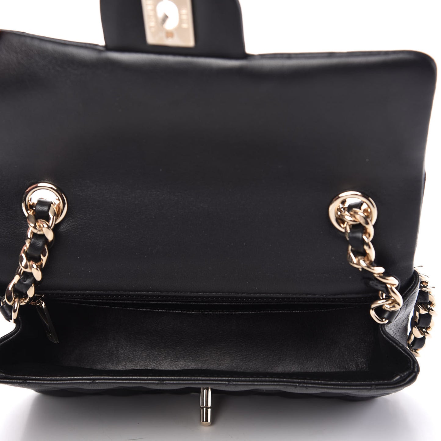 Lambskin Quilted Mini Coco Charms Rectangular Flap Black