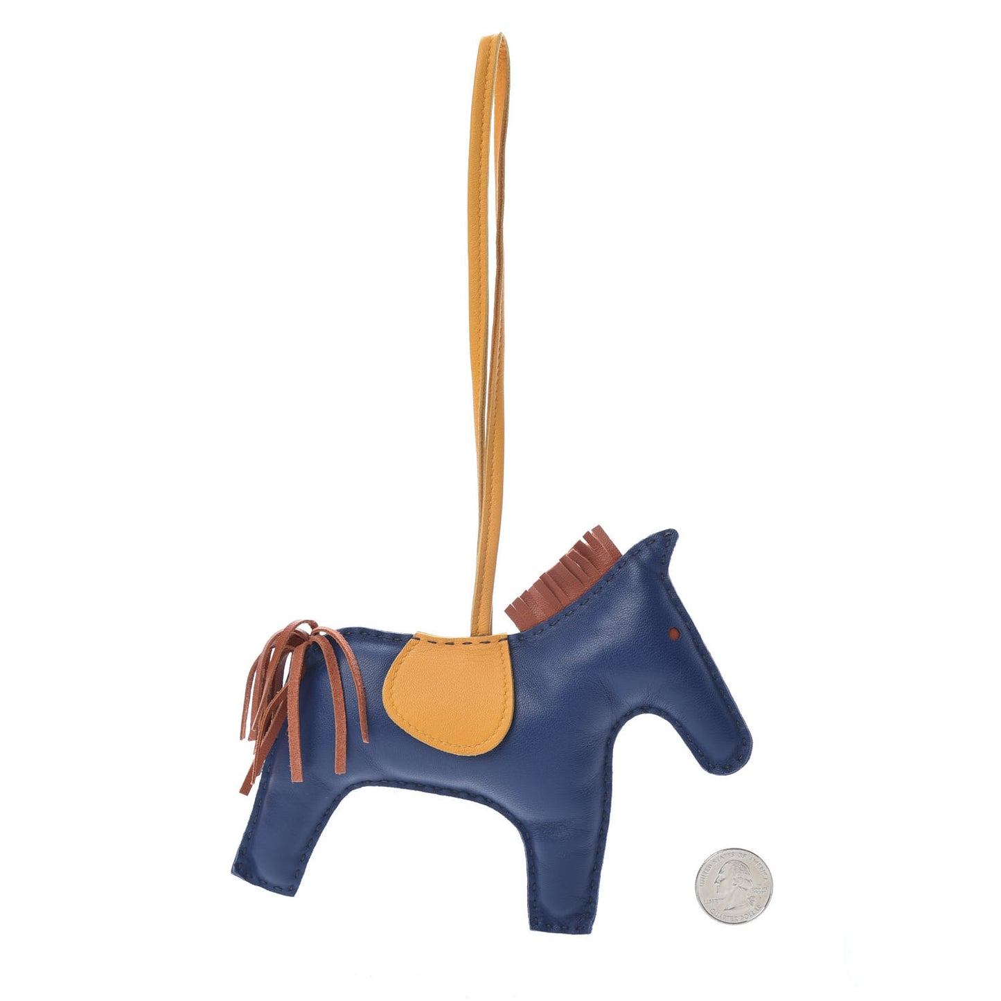 Milo Lambskin Grigri Rodeo Horse Bag Charm GM Bleu de Malte Cornaline Jaune D'Or